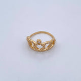 Crown Ring 2.55gr / T6 / White Zircons 18K Yellow Gold &