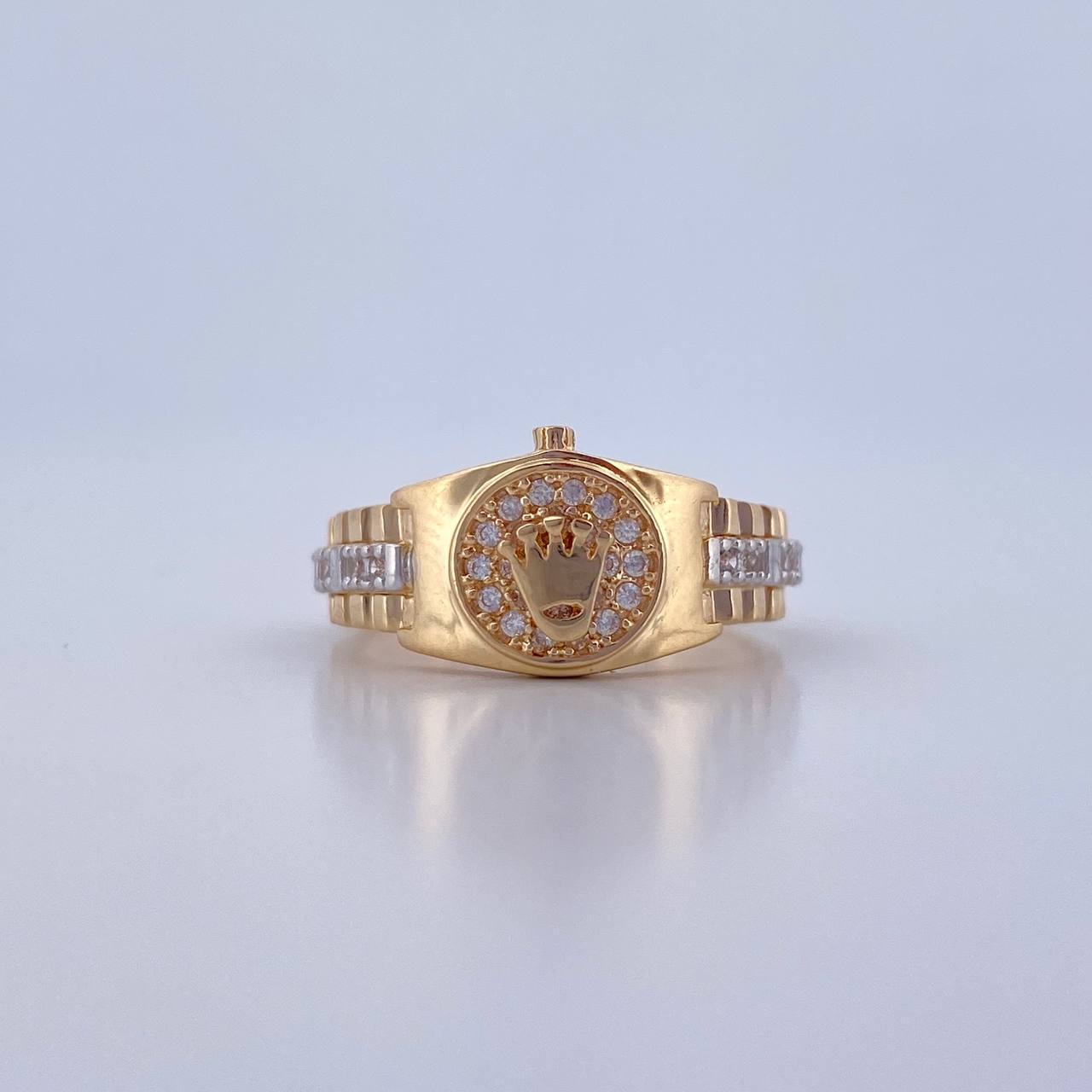 Ring Strap Crown RX 3.5gr / T6 / White Zircons Two 18K Yellow White Golds &