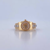 Ring Strap Crown RX 3.5gr / T6 / White Zircons Two 18K Yellow White Golds &