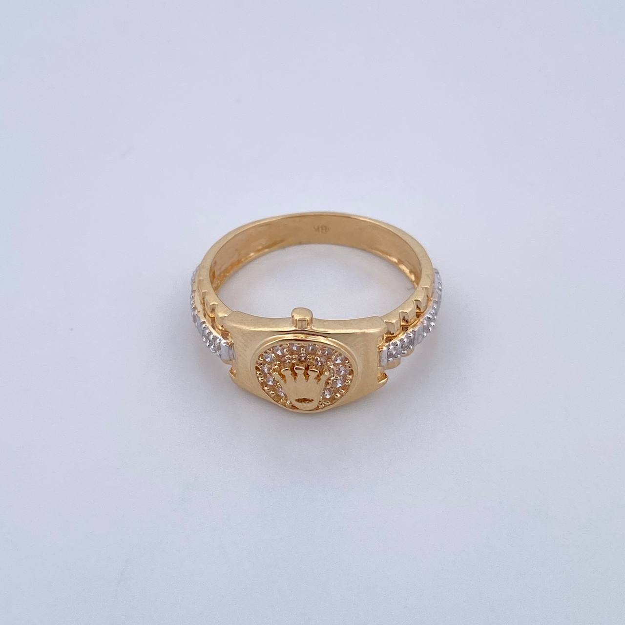 Ring Strap Crown RX 3.5gr / T6 / White Zircons Two 18K Yellow White Golds &