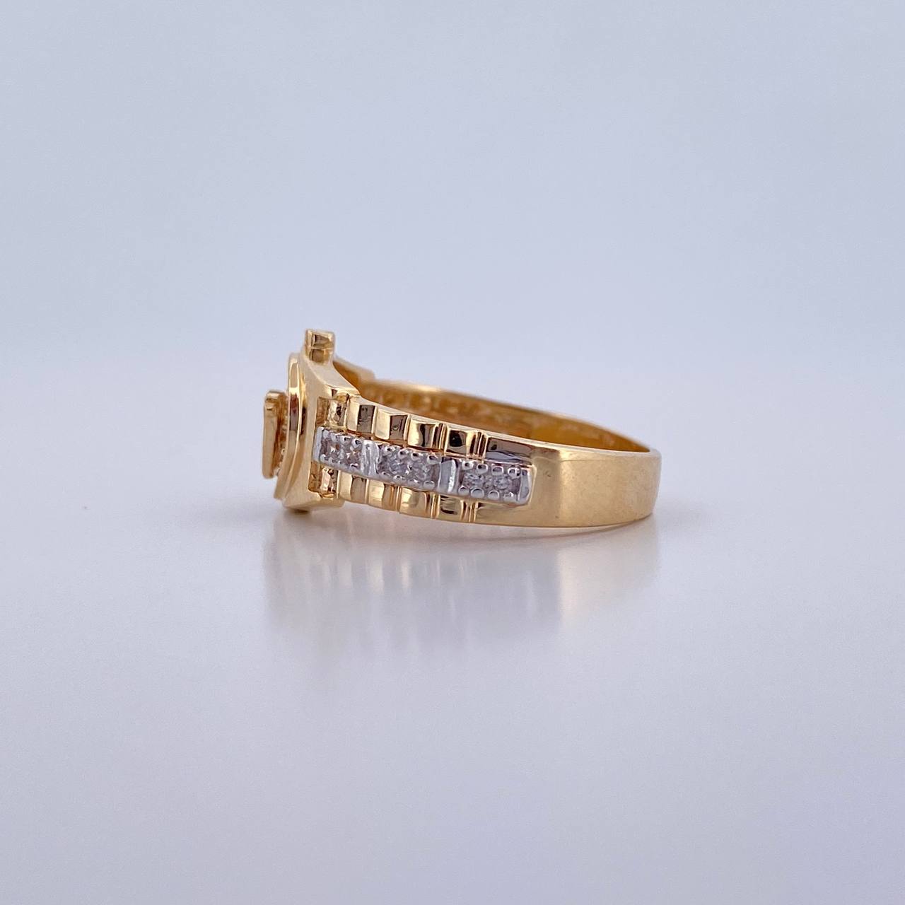 Ring Strap Crown RX 3.5gr / T6 / White Zircons Two 18K Yellow White Golds &