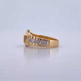 Ring Strap Crown RX 3.5gr / T6 / White Zircons Two 18K Yellow White Golds &