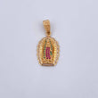 Pendant Virgin Guadalupe 3.2gr / 3cm / Fuchsia Green White Zircons 18K Yellow Gold &