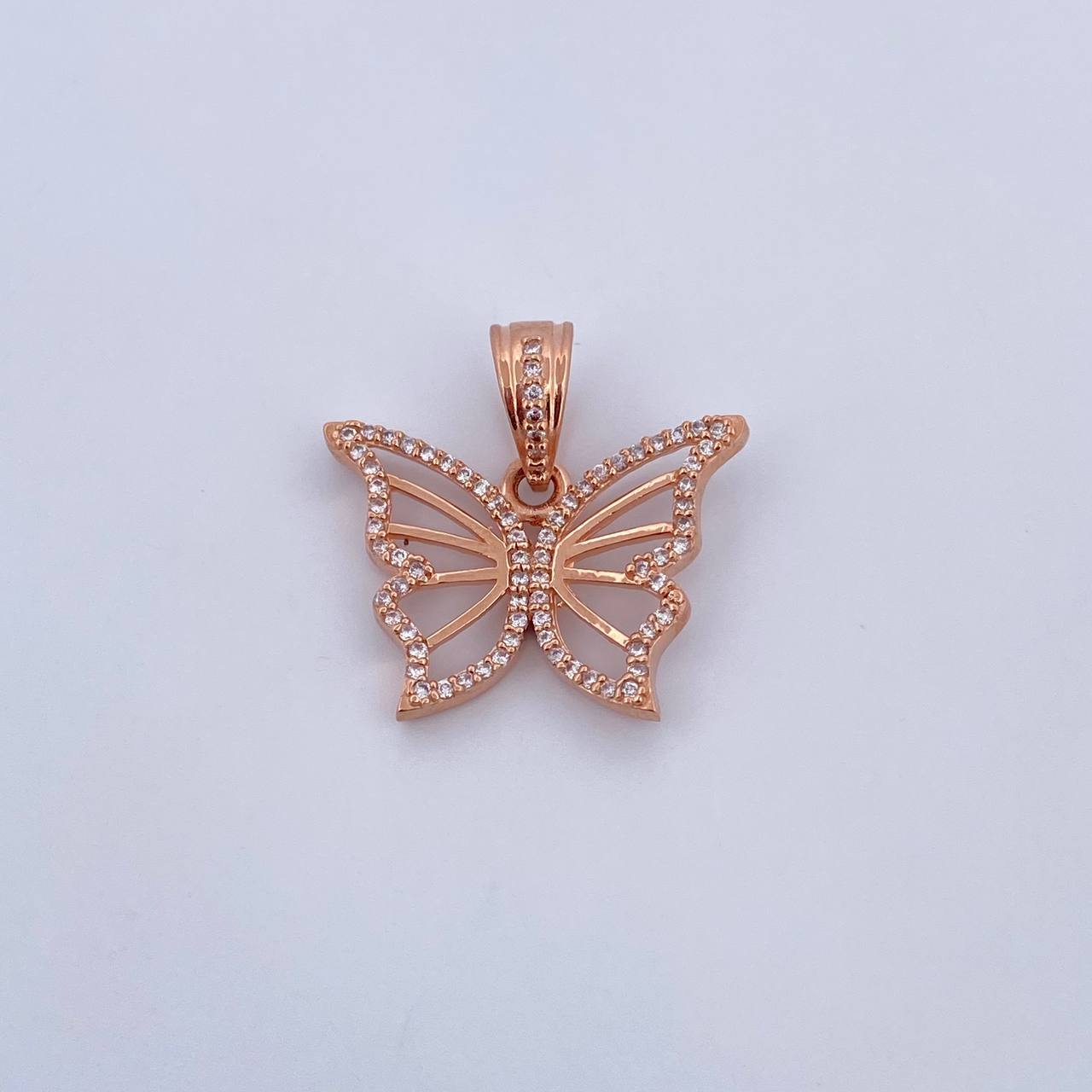 Pendant Butterfly 3.25gr / 2cm / White Zircons 18K Rose Gold &