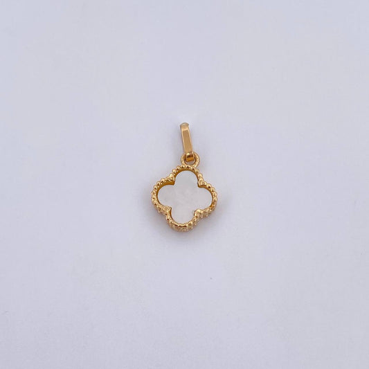 Pendant Clover VCyA 0.95gr / 1.6cm / White Pearl Yellow Gold 18K &