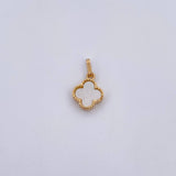 Pendant Clover VCyA 0.95gr / 1.6cm / White Pearl Yellow Gold 18K &