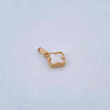 Pendant Clover VCyA 0.95gr / 1.6cm / White Pearl Yellow Gold 18K &