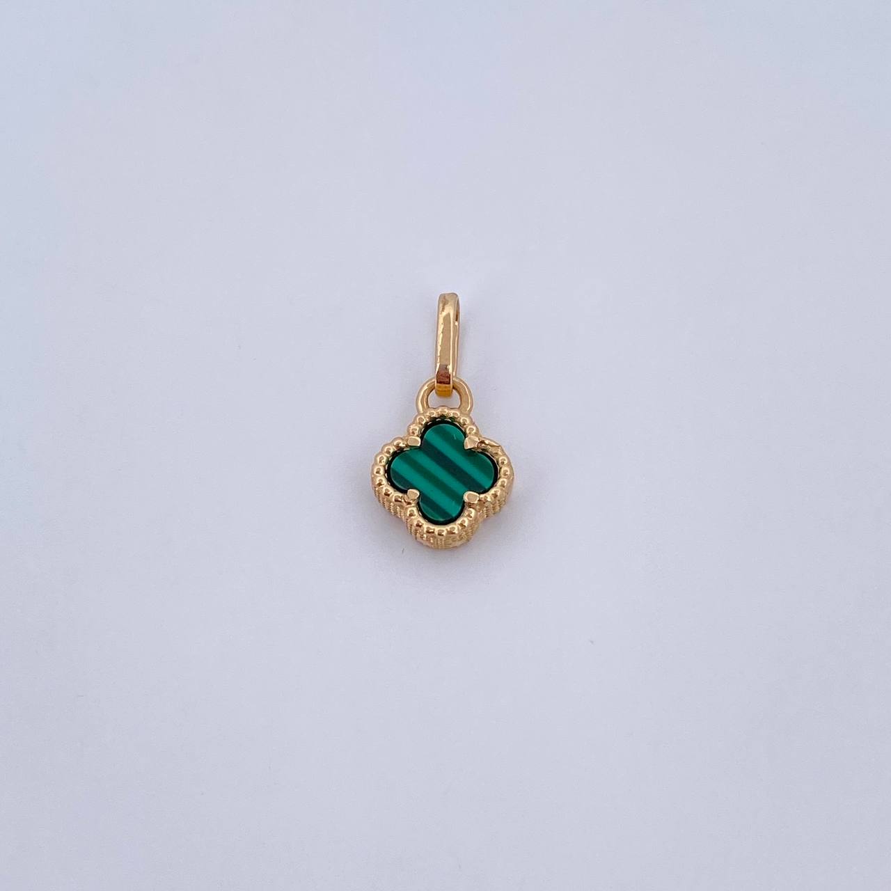 Pendant Clover 1.1gr / 1.5cm / Malachite 18K Yellow Gold &