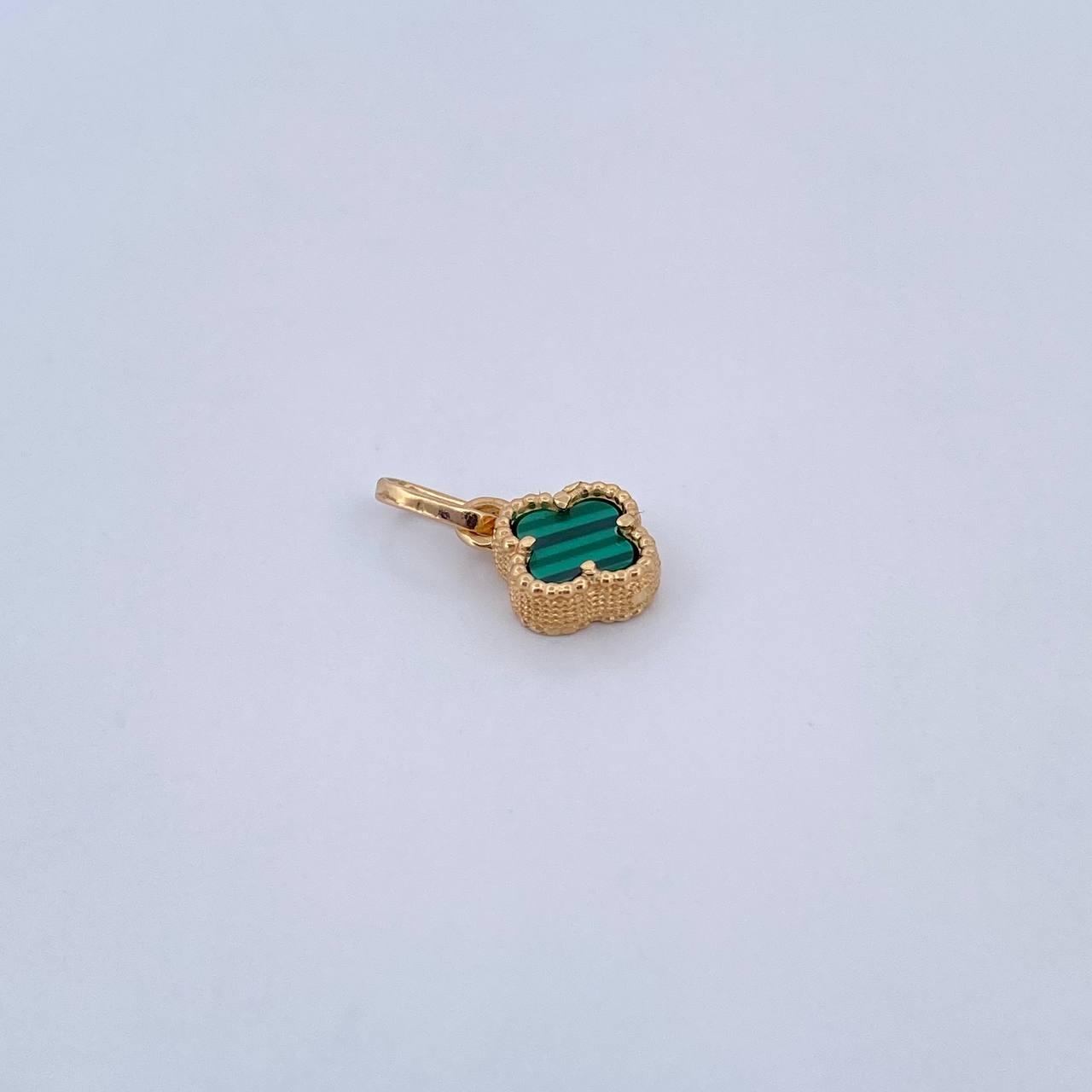 Pendant Clover 1.1gr / 1.5cm / Malachite 18K Yellow Gold &