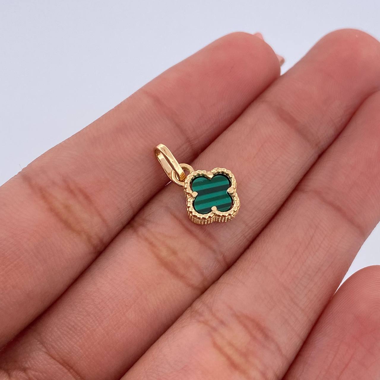 Pendant Clover 1.1gr / 1.5cm / Malachite 18K Yellow Gold &