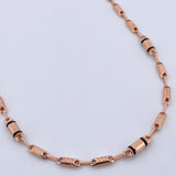 Cadena Rustica Barril 9.8gr / 62.1cm / 4mm Tribal Cauchos Negros Oro Rosa 18K $