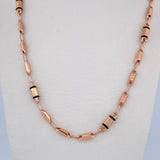 Cadena Rustica Barril 9.8gr / 62.1cm / 4mm Tribal Cauchos Negros Oro Rosa 18K $