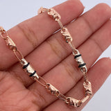 Bracelet Barrel 4.75gr / 21cm / 4mm Black Rubber Two White Rose Gold 18K &