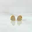 Stud Earrings Flat Heart Basted 0.95gr / 5.4mm White Zircons 18K Yellow Gold *