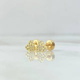 Stud Earrings Flat Heart Basted 0.95gr / 5.4mm White Zircons 18K Yellow Gold *