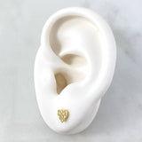 Stud Earrings Flat Heart Basted 0.95gr / 5.4mm White Zircons 18K Yellow Gold *