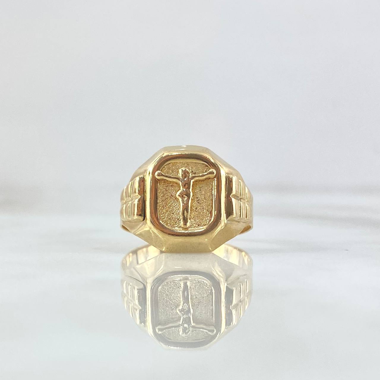 Christ Seal Ring 4.15gr / Size 7 1/2 / Yellow Gold 18K Rectangular Frame