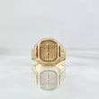 Christ Seal Ring 4.15gr / Size 7 1/2 / Yellow Gold 18K Rectangular Frame