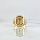 Christ Signet Ring 4.25gr / Size 7 3/4 / Textured 18K Yellow Gold ©