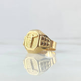 Christ Seal Ring 4.15gr / Size 7 1/2 / Yellow Gold 18K Rectangular Frame