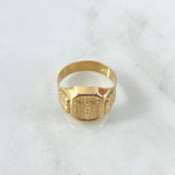 Christ Seal Ring 4.15gr / Size 7 1/2 / Yellow Gold 18K Rectangular Frame