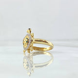 Turtle Ring 4.15gr / Size 6 1/2 / White Zircons - Green - Black Eyes 18K Yellow Gold