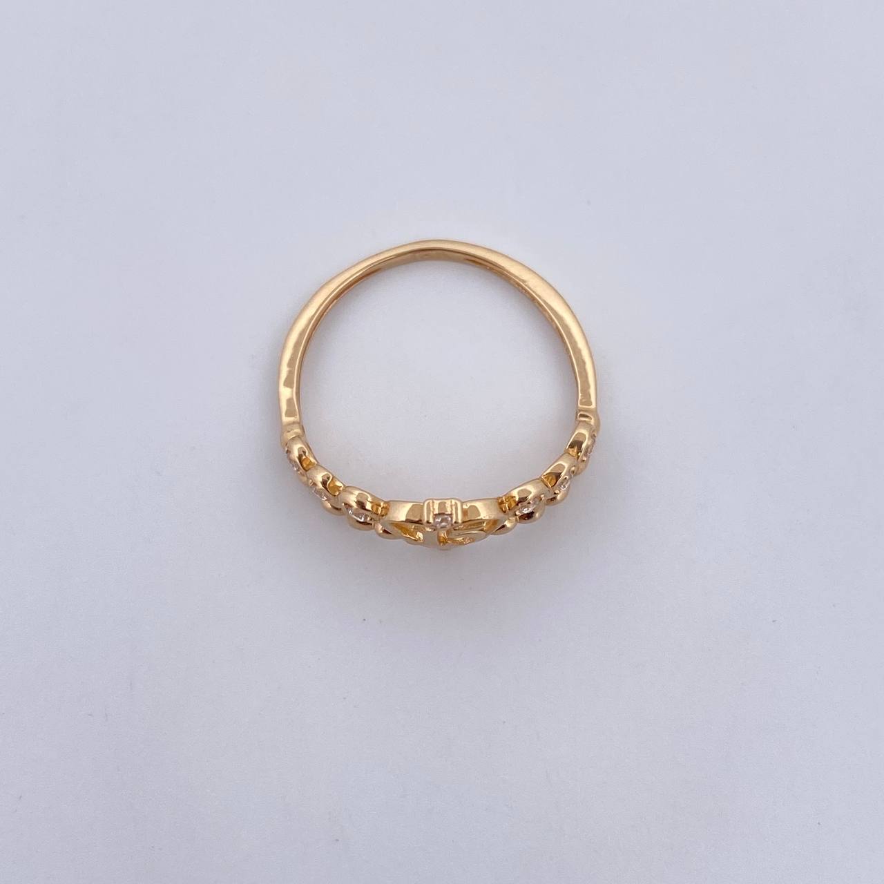 Crown Ring 15s 1.75gr / Size 7 / White Zircons 18K Yellow Gold &