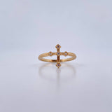 Gothic Cross Ring 1.7gr / T6 1/4 / White Zircons 18K Yellow Gold &