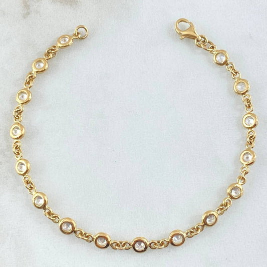 Bracelet Roll-On Bubbles 5.95gr / 18cm / 4.6mm White Zircons Yellow Gold 18K