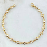 Pulso Roll-On Burbujas 5.95gr / 18cm / 4.6mm Circones Blancos Oro Amarillo 18K