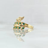 Anillo Cola Laurel Punteado 2.25gr / T6 3/4 / Circones Blancos Verdes Oro Amarillo 18K