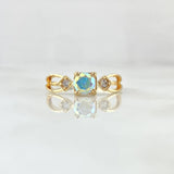 Anillo Tornasol Semi Infinito 2.1gr / T6 1/4 / Circones Blancos Tornasol Oro Amarillo 18K