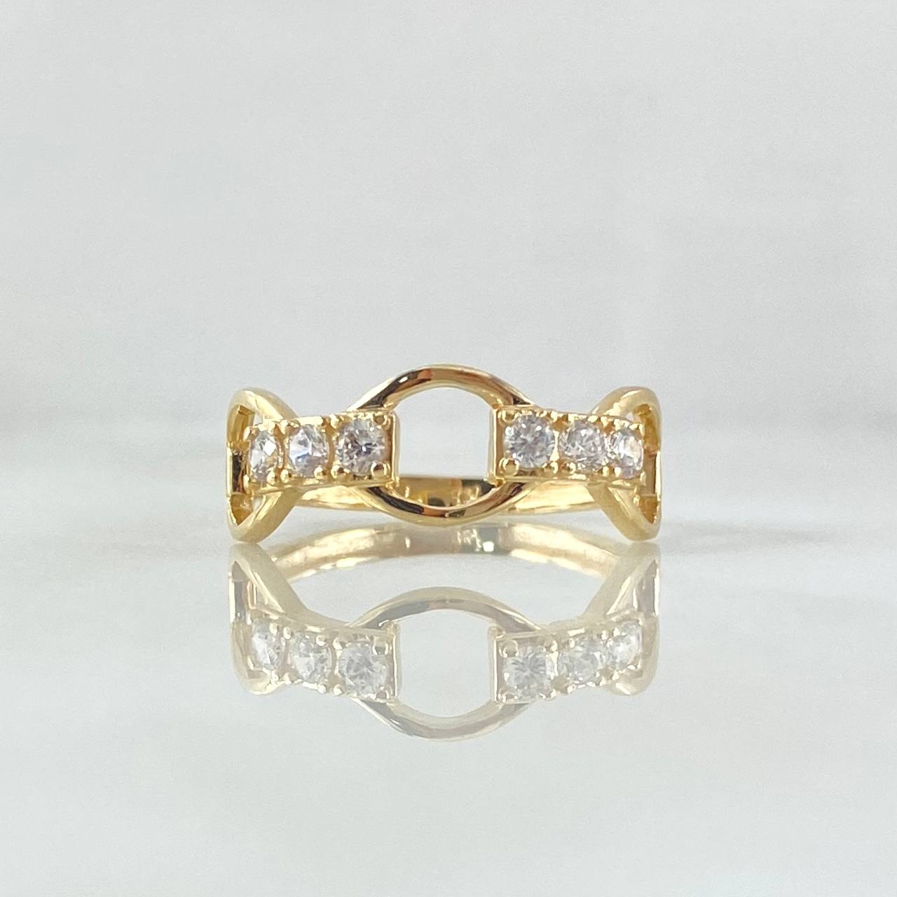 Triple Link Ring Hollow 2.35gr / T6 3/4 / White Zirconia Yellow Gold 18K