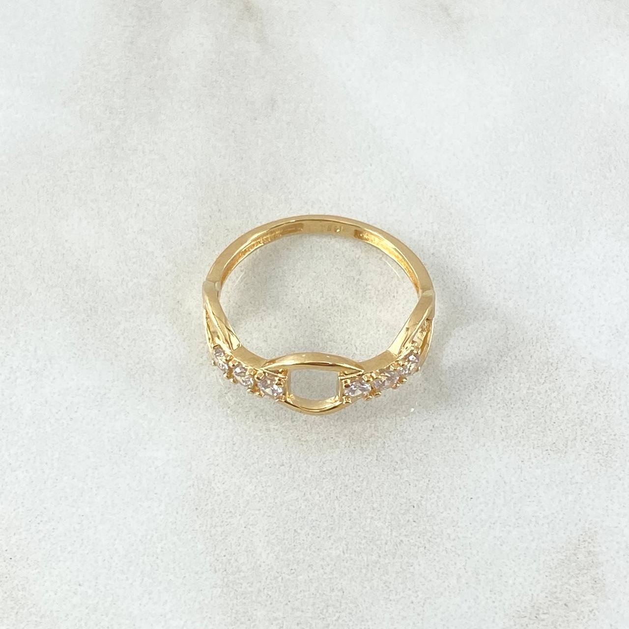 Triple Link Ring Hollow 2.35gr / T6 3/4 / White Zirconia Yellow Gold 18K