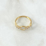 Triple Link Ring Hollow 2.35gr / T6 3/4 / White Zirconia Yellow Gold 18K