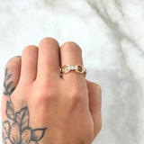 Triple Link Ring Hollow 2.35gr / T6 3/4 / White Zirconia Yellow Gold 18K