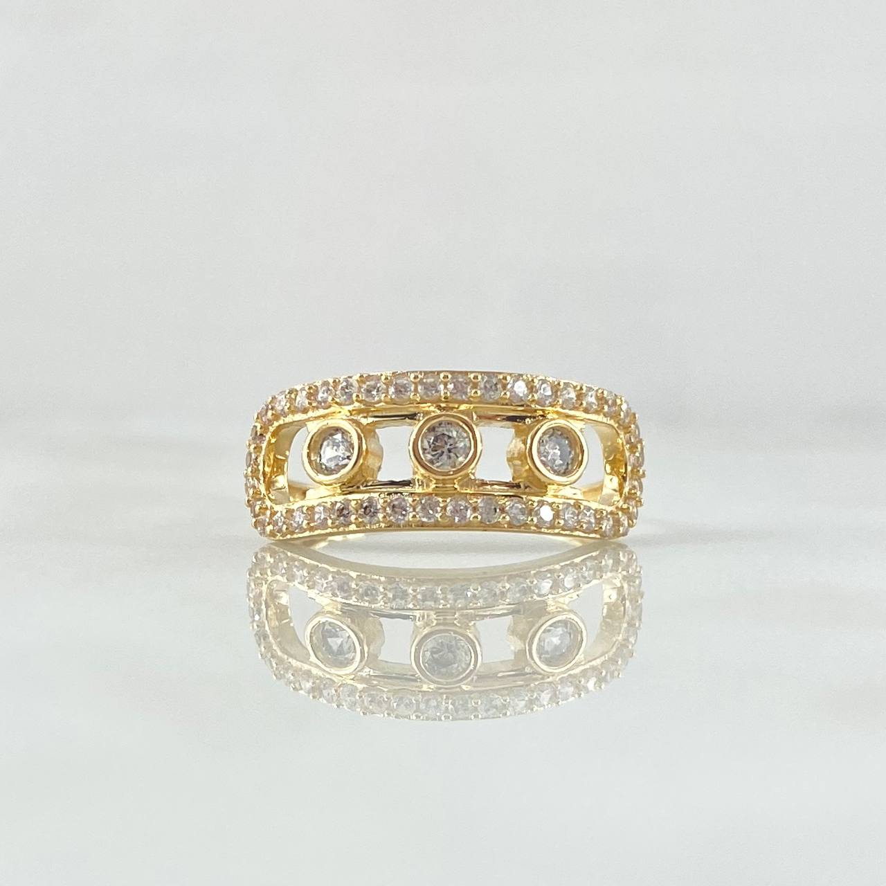 Ring Track Trio of Bubbles 3gr / T7 3/4 / White Zirconia Yellow Gold 18K