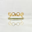 Anillo Roll-On Lineal 2.9gr / T7 1/2 / Circones Verdes Oro Amarillo 18K *