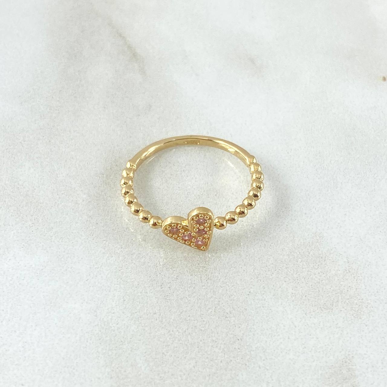 Heart Sphere Ring 2.1gr / T6 1/2 / Lilac Zirconia Yellow Gold 18K *