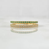 Double Rail Churumbela Ring 2.05gr / T7 / White Green Zircons Yellow Gold 18K *
