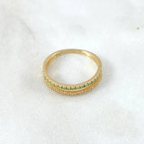 Double Rail Churumbela Ring 2.05gr / T7 / White Green Zircons Yellow Gold 18K *