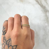 Double Rail Churumbela Ring 2.05gr / T7 / White Green Zircons Yellow Gold 18K *