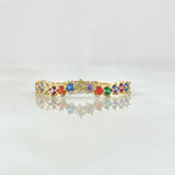 Anillo Churumbela Ondulada 1.15gr / T7 1/2 / Circones Multicolor Oro Amarillo 18K *