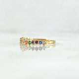 Anillo Churumbela Ondulada 1.15gr / T7 1/2 / Circones Multicolor Oro Amarillo 18K *