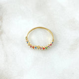 Anillo Churumbela Ondulada 1.15gr / T7 1/2 / Circones Multicolor Oro Amarillo 18K *