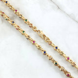 Rustic Chain Bubbles 92.95gr / 65cm / 5.2mm Blue Green Fuchsia Zircons Yellow Gold 18K ©