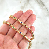 Rustic Chain Bubbles 92.95gr / 65cm / 5.2mm Blue Green Fuchsia Zircons Yellow Gold 18K ©