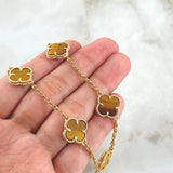 Cadena Aro Seguido Trebol 29.35gr / 55cm / 2mm Ojo De Tigre Oro Amarillo 18K ©