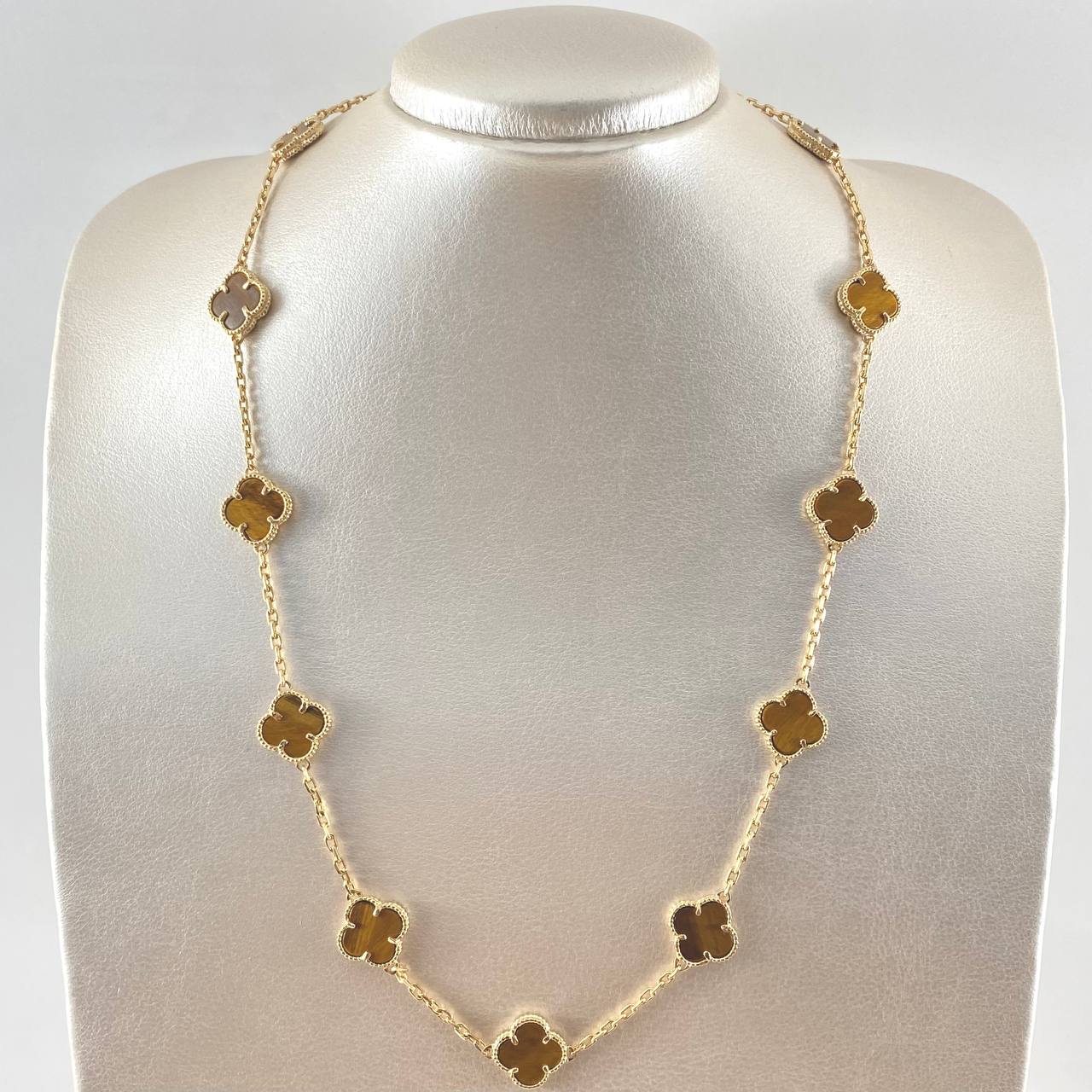 Cadena Aro Seguido Trebol 29.35gr / 55cm / 2mm Ojo De Tigre Oro Amarillo 18K ©