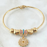 Pulso PD - Moño - Flor - Corazones 13.2gr / 18cm / Circones Azules Morados Oro Amarillo 18K